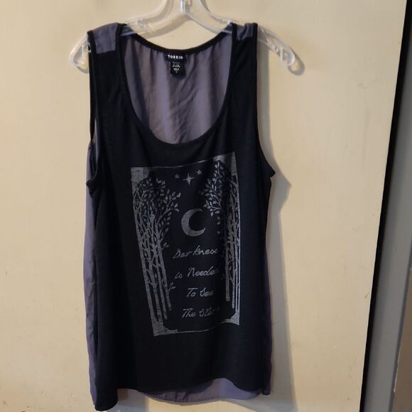 Torrid Black Graphic Relaxed Tank Top Size 2 - Picture 1 of 4